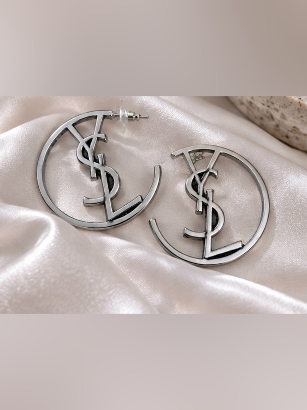 Silver Tone Oversized Style Hoop Earrings Modern Statement Jewelry